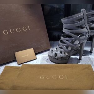 Gucci Lifford Strappy Heels In GRAVEL
